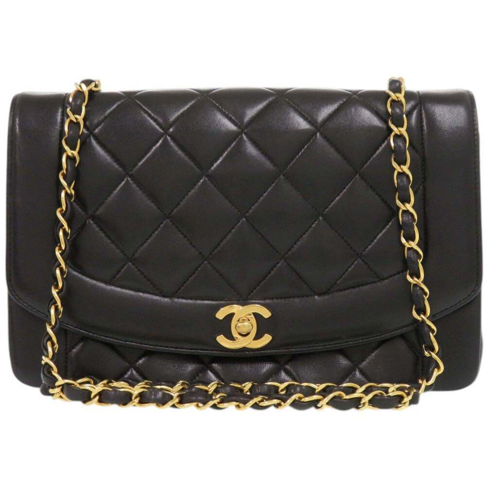 Chanel Diana 25 Medium Lambskin Black Matelassé Shoulder Bag (Serial Number 2...